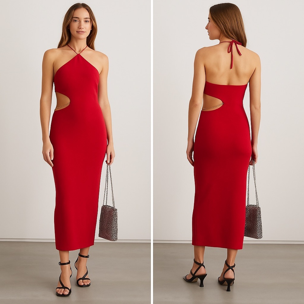 REFORMATION Sustain Helio Cutout Embellished Stretch-Tencel Lyocell‎ Dress $232